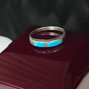 Vintage Ring size 10 Southwest Zuni Turquoise Wedding Band Unisex